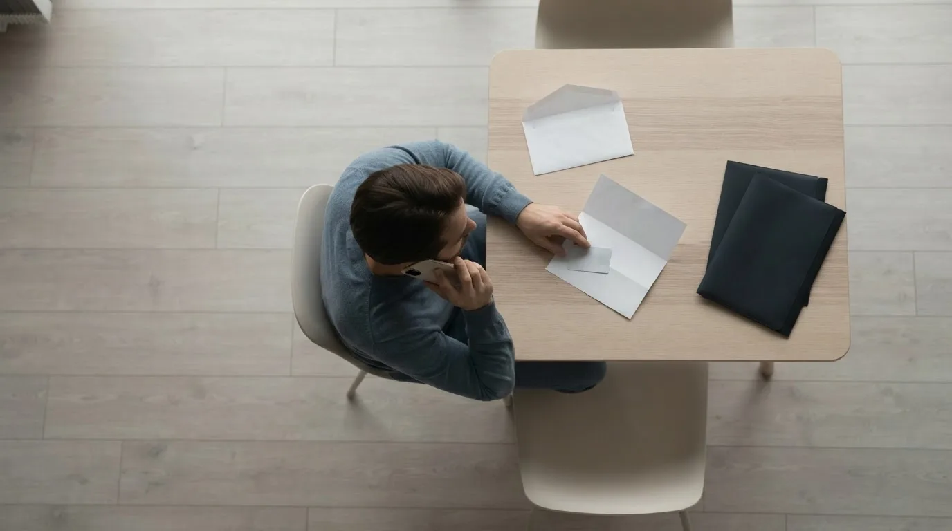Pessoa lendo um documento societário em uma mesa, com uma pasta de contratos ao lado