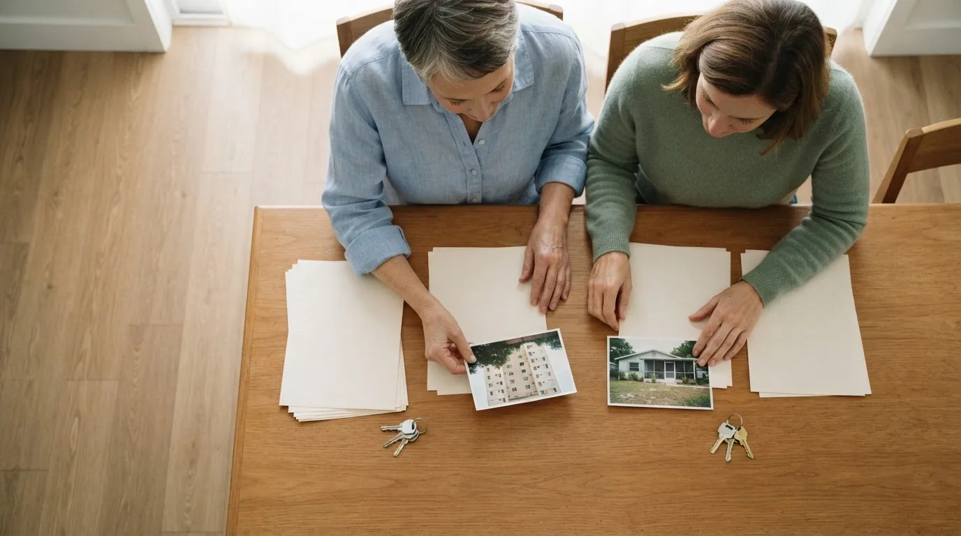 Dois documentos dobrados lado a lado sobre uma mesa de madeira, com um mapa-múndi ao fundo em luz suave